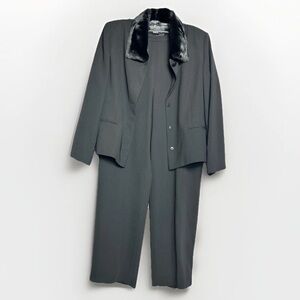 Maggy London Suit by Nina Leonard Size 12 Black Jacket And Pants 2 Piece Womens